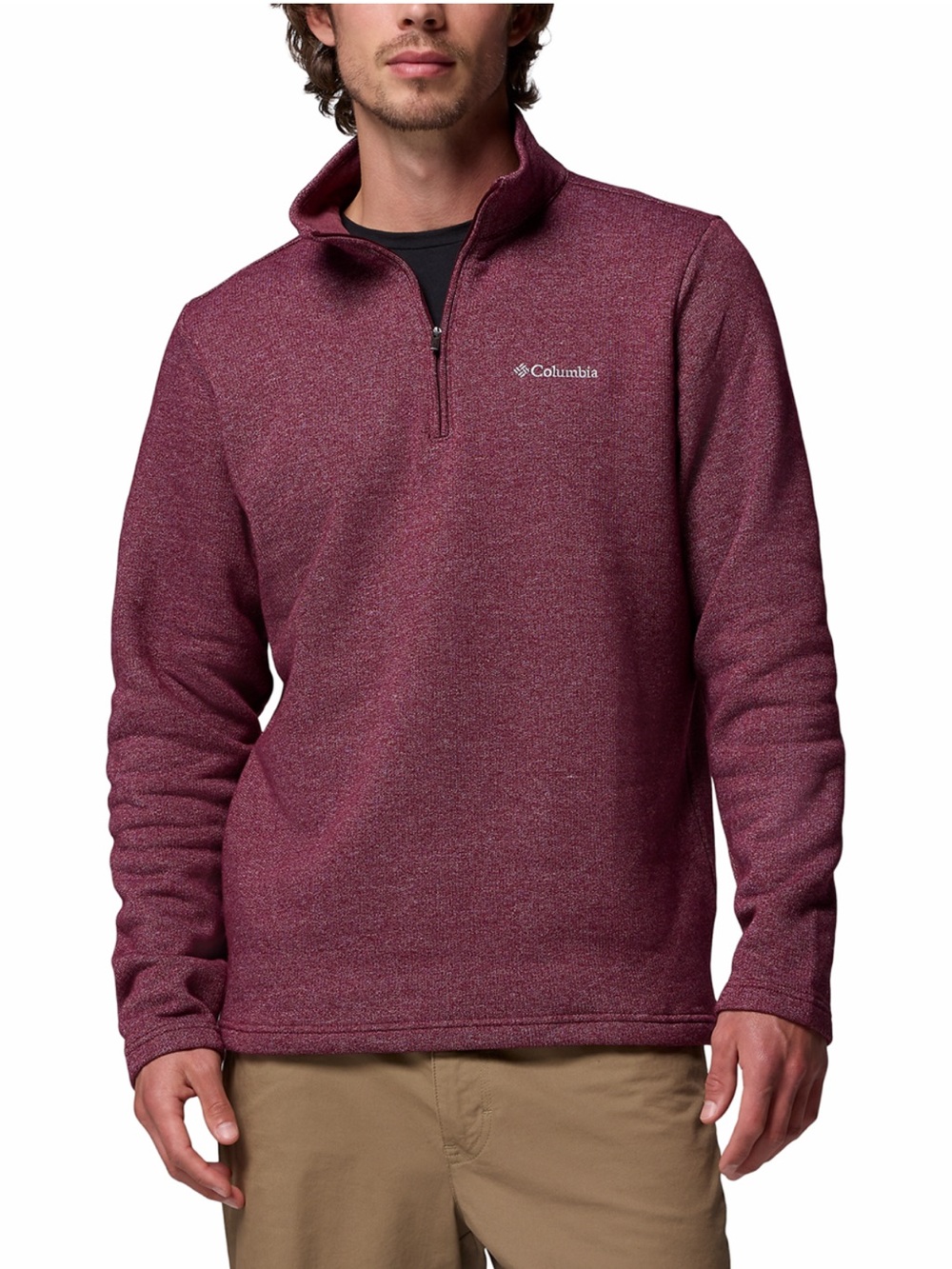 Columbia Great Hart Mountain III Half Zip in Rich Wine Heather color size XXL